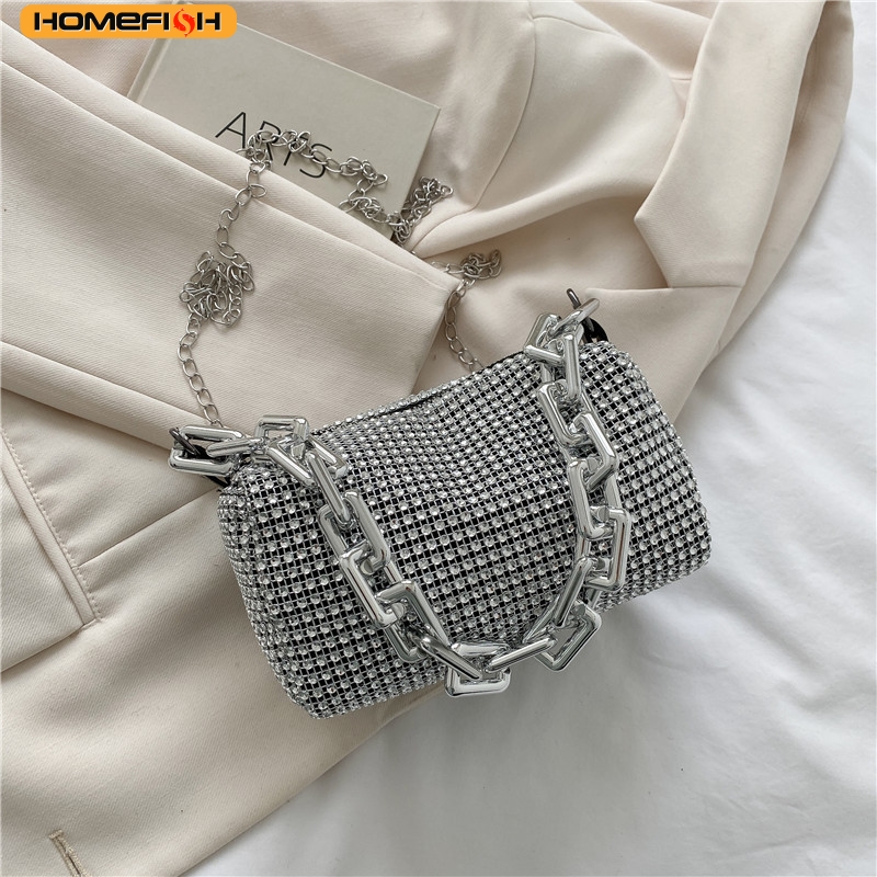 Mini Purse Chain - HOMEFISH Błyszcząca Torebka Wiaderko z Cyrkoniami,