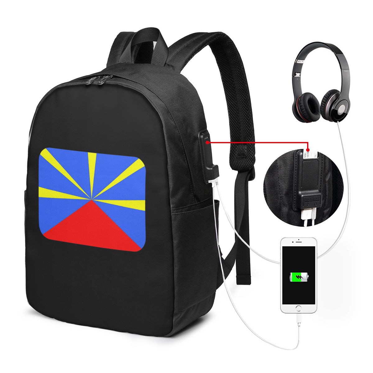 Women'S Bags Travel - Plecak z flagą Wyspy Reunion, torba
