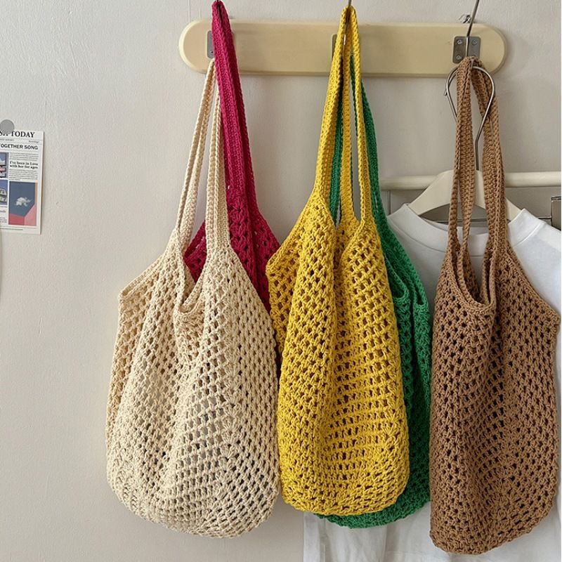 Woven Straw Bag - Damskie torby na ramię, codzienne, słomkowe,