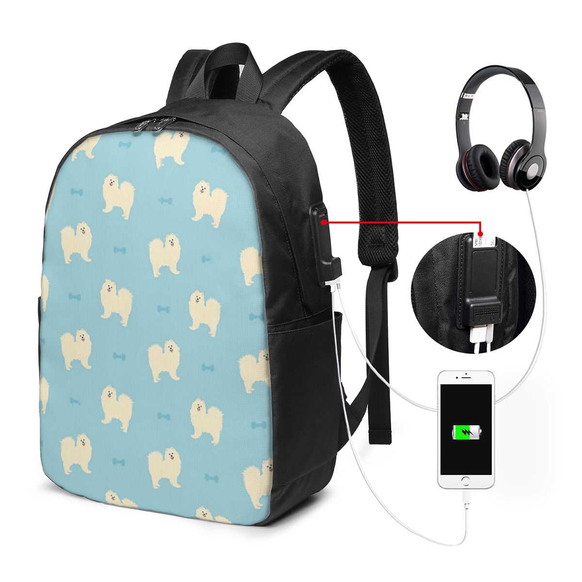 Plecak z motywem psa rasy Samo – Women'S Bags Travel recenzja i cena