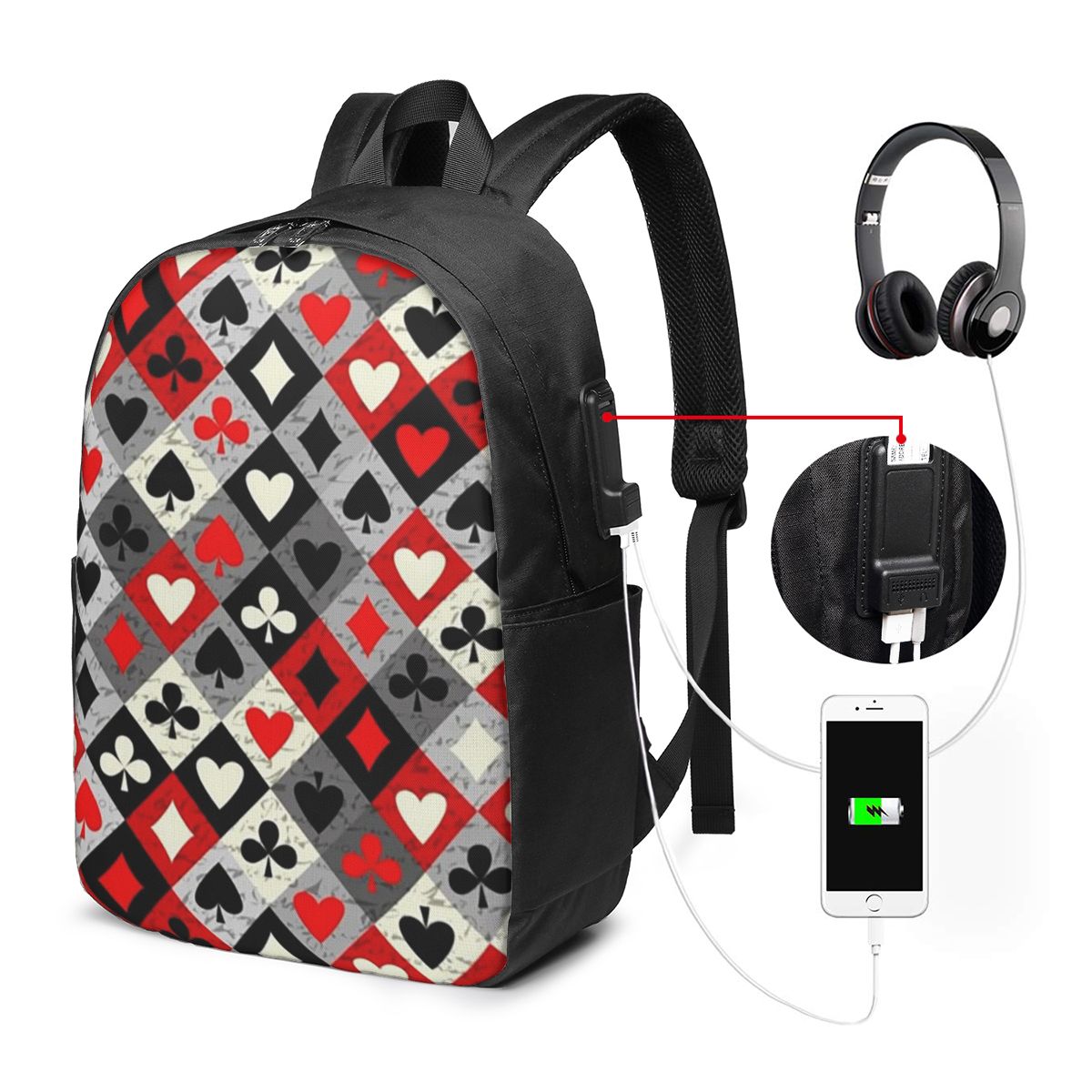 Plecak z nadrukiem kart do pok – Women'S Bags Travel recenzja i cena