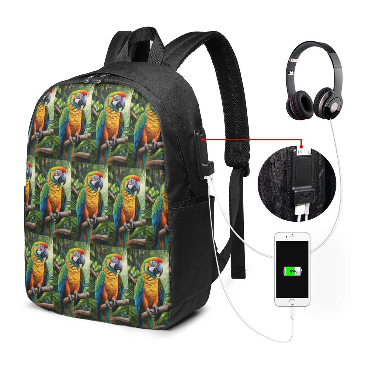 Uroczy plecak z papugami ary,  – Women'S Bags Travel recenzja i cena